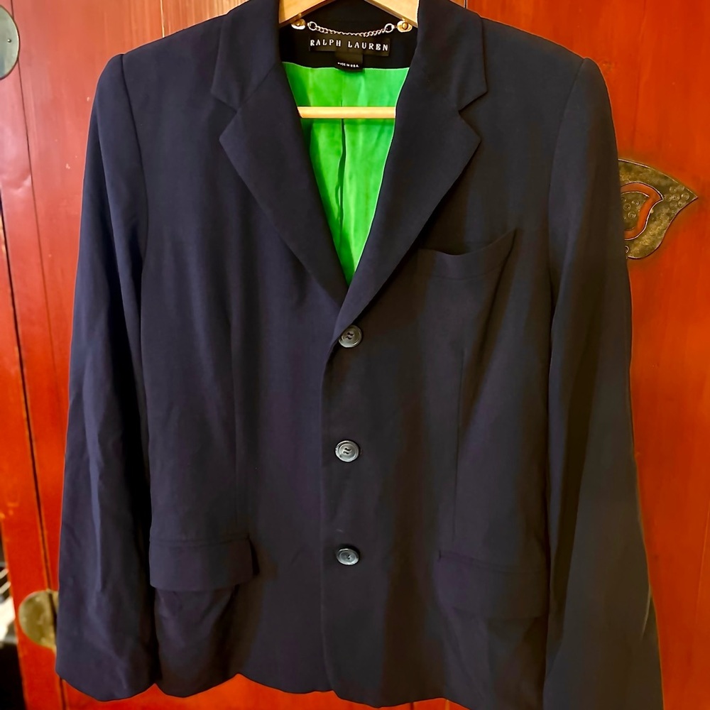 Ralph Lauren Vintage “Black Label” Navy Blazer Size 12 Excellent Used Condition